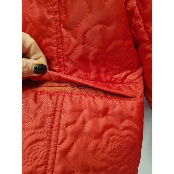 JG Hook Womens Red Lightweight Jacket Size XL Rose Pattern Snap Closure - Picture 8 of 10